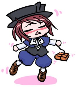 Rating: Safe Score: 0 Tags: 1girl >_< auto_tagged blush chibi closed_eyes hat image long_sleeves pants short_hair solo souseiseki striped User: admin