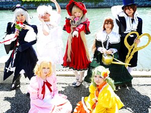 Rating: Safe Score: 0 Tags: blonde_hair brown_hair dress flower hair_ornament hat instrument multiple_boys multiple_cosplay multiple_girls tagme violin white_hair User: admin