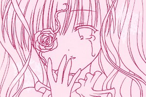 Rating: Safe Score: 0 Tags: 1girl blush close-up flower image kirakishou long_hair monochrome open_mouth pink_theme rose simple_background solo tears User: admin