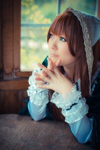 Rating: Safe Score: 0 Tags: 1girl bangs blurry blurry_background brown_hair closed_mouth depth_of_field green_eyes hands_clasped heterochromia indoors lips long_hair long_sleeves nail_polish own_hands_together sitting solo suiseiseki table upper_body window User: admin