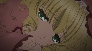 Rating: Safe Score: 0 Tags: 1girl bangs blonde_hair close-up closed_mouth eyebrows_visible_through_hair green_eyes hat hina_ichigo hinaichigo image long_sleeves looking_at_viewer lying smile solo User: admin