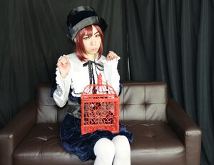 Rating: Safe Score: 0 Tags: 1girl couch frills green_eyes hat heterochromia lolita_fashion long_sleeves pantyhose red_eyes ribbon short_hair sitting solo souseiseki white_legwear User: admin