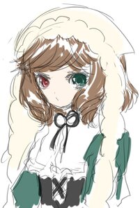 Rating: Safe Score: 0 Tags: 1girl auto_tagged bangs black_ribbon brown_hair dress eyebrows_visible_through_hair green_eyes heterochromia image long_sleeves looking_at_viewer neck_ribbon red_eyes ribbon short_hair simple_background solo suiseiseki upper_body white_background User: admin