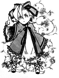 Rating: Safe Score: 0 Tags: 1girl blush dress earrings greyscale hinaichigo image jewelry long_hair long_sleeves monochrome pointing solo very_long_hair User: admin