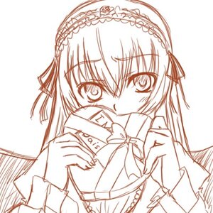 Rating: Safe Score: 0 Tags: 1girl gift hairband image lolita_hairband long_hair long_sleeves looking_at_viewer monochrome ribbon simple_background solo suigintou upper_body white_background User: admin
