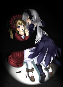 Rating: Safe Score: 0 Tags: 2girls blonde_hair blue_eyes blush dress hairband hand_on_another's_face image long_hair long_sleeves looking_at_another multiple_girls pair red_dress shinku shoes silver_hair suigintou wings yuri User: admin