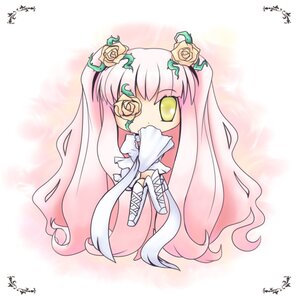 Rating: Safe Score: 0 Tags: 1girl artist_name auto_tagged boots dated dress flower full_body gradient_hair hair_ornament image kirakishou long_hair pink_hair rose signature smile solo very_long_hair white_rose yellow_eyes User: admin