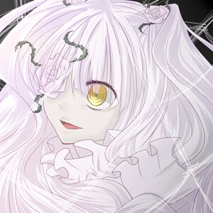 Rating: Safe Score: 0 Tags: 1girl bangs eyebrows_visible_through_hair flower hair_ornament image kirakishou long_hair looking_at_viewer open_mouth rose smile solo white_flower white_rose yellow_eyes User: admin