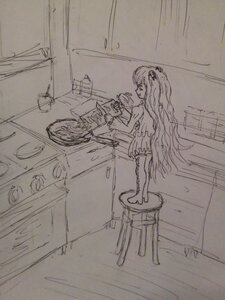 Rating: Safe Score: 0 Tags: 1girl bicycle greyscale ground_vehicle hair_ornament image indoors kirakishou long_hair monochrome one_side_up sketch solo standing traditional_media User: admin