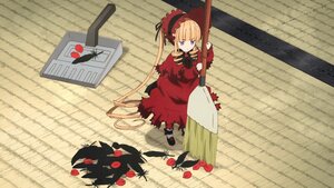 Rating: Safe Score: 0 Tags: 1girl blonde_hair blue_eyes bow dress flower image red_dress ribbon rose shinku solo umbrella User: admin