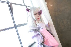 Rating: Safe Score: 0 Tags: 1girl flower hair_flower hair_ornament indoors kirakishou lace lips long_hair long_sleeves solo window User: admin