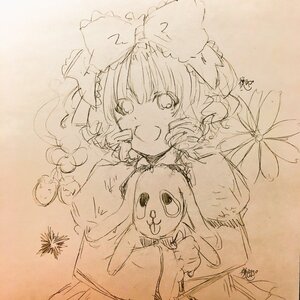 Rating: Safe Score: 0 Tags: 1girl blush bow hair_bow hair_tubes hakurei_reimu hinaichigo holding image looking_at_viewer monochrome photo signature sketch smile solo traditional_media User: admin