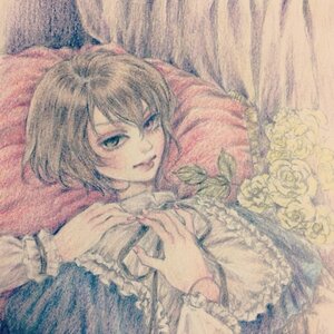 Rating: Safe Score: 0 Tags: 1girl blonde_hair blue_eyes bouquet flower frills image rose short_hair solo souseiseki traditional_media white_flower white_rose User: admin