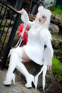Rating: Safe Score: 0 Tags: 1girl blurry boots dress flower high_heel_boots high_heels kirakishou knee_boots lips long_hair makeup photo sitting solo thighhighs white_dress white_footwear white_hair User: admin