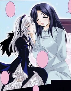 Rating: Safe Score: 0 Tags: 2girls black_wings blush closed_eyes dress frills hairband heart image kakizaki_megu long_hair long_sleeves multiple_girls open_mouth silver_hair solo spoken_blush spoken_heart suigintou wings yuri User: admin