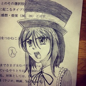 Rating: Safe Score: 0 Tags: 1girl angry bangs dated eighth_note eyebrows_visible_through_hair hair_between_eyes hat image looking_at_viewer monochrome musical_note open_mouth photo short_hair solo souseiseki traditional_media User: admin