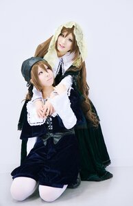 Rating: Safe Score: 0 Tags: 2girls blonde_hair braid brown_hair dress green_eyes hat kneeling lips long_hair multiple_cosplay multiple_girls necklace nun pantyhose sitting tagme twin_braids veil white_legwear User: admin