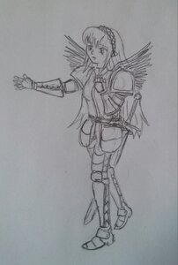 Rating: Safe Score: 0 Tags: 1girl armor boots breastplate full_body greyscale hairband image long_hair monochrome pointy_ears sketch solo standing suigintou sword thighhighs traditional_media weapon wings User: admin