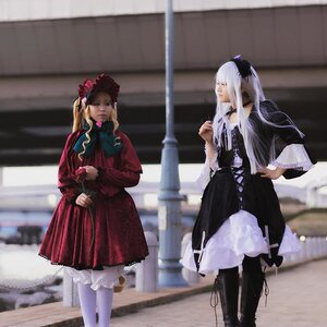Rating: Safe Score: 0 Tags: 2girls black_dress blonde_hair blurry blurry_background blurry_foreground boots depth_of_field dress hair_ornament holding indoors lolita_fashion long_hair long_sleeves multiple_cosplay multiple_girls pantyhose photo red_dress standing tagme twintails white_legwear User: admin