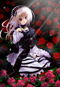 Rating: Safe Score: 0 Tags: 1girl black_flower black_rose dress fence flower gothic_lolita hairband image lolita_fashion lolita_hairband long_hair orange_flower pink_rose plant purple_rose red_eyes red_flower red_rose rose rose_petals solo suigintou thorns vines yellow_rose User: admin