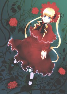 Rating: Safe Score: 0 Tags: 1girl blonde_hair blue_eyes bonnet bow capelet dress flower image long_hair pink_rose red_dress red_flower red_rose rose rose_petals shinku solo thorns twintails vines User: admin