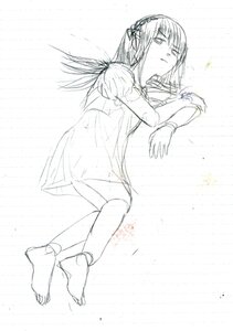 Rating: Safe Score: 0 Tags: 1girl barefoot bracelet dress feet full_body image jewelry long_hair lying monochrome solo suigintou wings User: admin