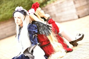 Rating: Safe Score: 0 Tags: 2girls back-to-back blonde_hair blurry blurry_background boots depth_of_field dress flower hairband long_hair long_sleeves multiple_cosplay multiple_girls red_dress red_eyes siblings tagme User: admin