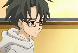 Rating: Safe Score: 0 Tags: 1boy black-framed_eyewear black_hair brown_eyes close-up glasses hood human looking_at_viewer sakurada_jun screenshot smile solo spiked_hair upper_body User: admin