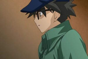 Rating: Safe Score: 0 Tags: 1boy auto_tagged bangs black_hair brown_background brown_eyes from_side hat human profile sakurada_jun screenshot simple_background solo spiked_hair upper_body User: admin