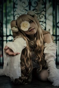 Rating: Safe Score: 0 Tags: 1girl blonde_hair blurry blurry_background blurry_foreground depth_of_field dress fangs horns kirakishou long_hair looking_at_viewer monster_girl sitting solo teeth User: admin