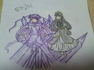Rating: Safe Score: 0 Tags: 3girls barasuishou bow crescent dress enju_maiden kokuyouseki long_hair multiple_girls pair photo standing traditional_media wide_sleeves User: admin