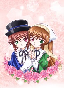 Rating: Safe Score: 0 Tags: 2girls brown_hair dress flower green_dress green_eyes hat head_scarf heterochromia holding_hands image interlocked_fingers long_hair long_sleeves looking_at_viewer multiple_girls pair pink_flower pink_rose red_eyes rose short_hair siblings sisters souseiseki suiseiseki top_hat twins User: admin