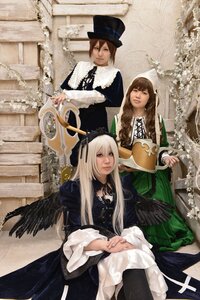 Rating: Safe Score: 0 Tags: 2girls black_wings brown_hair dress flower frills hat instrument long_hair long_sleeves looking_at_viewer multiple_cosplay multiple_girls sitting suigintou tagme top_hat white_hair wings User: admin