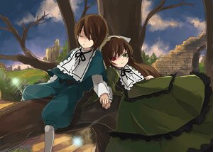 Rating: Safe Score: 0 Tags: 2girls brown_hair closed_eyes cloud dress frills green_dress green_eyes heterochromia image light_particles long_hair long_sleeves lowe_(slow) multiple_girls outdoors pair photoshop_(medium) red_eyes ribbon rozen_maiden short_hair siblings sisters sky smile souseiseki suiseiseki tree twins User: admin