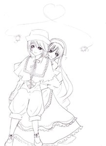 Rating: Safe Score: 0 Tags: 2girls blush boots capelet christmas hat image long_hair long_sleeves monochrome multiple_girls pair santa_hat short_hair smile souseiseki striped suiseiseki vertical_stripes User: admin