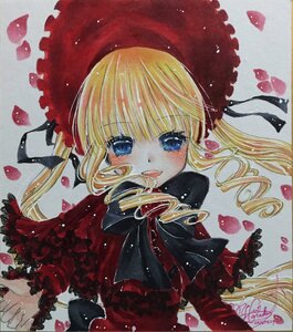 Rating: Safe Score: 0 Tags: 1girl blonde_hair blue_eyes blush bow drill_hair eyebrows_visible_through_hair frills hair_ribbon image long_hair long_sleeves looking_at_viewer marker_(medium) open_mouth petals red_capelet ribbon rose_petals sample shinku signature smile solo traditional_media twin_drills twintails upper_body User: admin