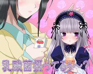 Rating: Safe Score: 0 Tags: 2girls black_hair blush drinking_straw hairband head_out_of_frame image kakizaki_megu lolita_hairband long_hair multiple_girls purple_eyes rose silver_hair solo suigintou User: admin
