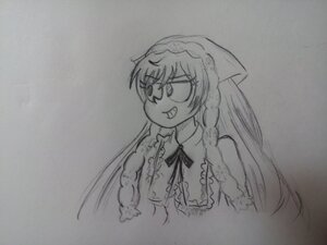 Rating: Safe Score: 0 Tags: 1girl :d braid glasses greyscale image long_hair monochrome open_mouth photo smile solo suiseiseki traditional_media User: admin