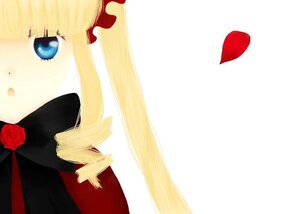 Rating: Safe Score: 0 Tags: 1girl blonde_hair blue_eyes flower hat image petals red_flower red_rose rose rose_petals shinku simple_background solo striped User: admin
