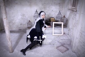 Rating: Safe Score: 0 Tags: 1girl black_dress black_footwear black_legwear dress frills gothic_lolita hairband high_heels lolita_fashion long_hair pantyhose silver_hair solo suigintou User: admin