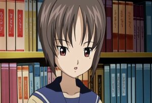 Rating: Safe Score: 0 Tags: 1girl :o bangs blue_sailor_collar bookshelf brown_hair human image kashiwaba_tomoe kita_high_school_uniform library looking_at_viewer nagato_yuki open_mouth red_eyes sailor_collar school_uniform screenshot serafuku short_hair solo upper_body User: admin