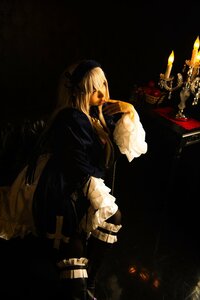 Rating: Safe Score: 0 Tags: 1girl blonde_hair candle dark dress fire long_hair long_sleeves solo suigintou very_long_hair User: admin