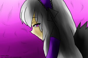 Rating: Safe Score: 0 Tags: 1girl akemi_homura black_hair black_wings dress frills hairband image long_hair profile purple_eyes purple_theme solo suigintou wings User: admin