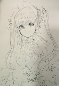 Rating: Safe Score: 0 Tags: 1girl dress expressionless eyebrows_visible_through_hair image jewelry long_hair long_sleeves looking_at_viewer monochrome photo shinku solo traditional_media twintails User: admin