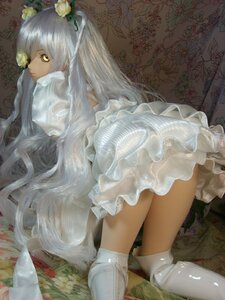 Rating: Safe Score: 0 Tags: 1girl doll dress flower frills hair_ornament kirakishou long_hair looking_at_viewer looking_back solo very_long_hair white_dress white_hair yellow_eyes User: admin