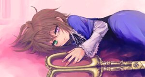 Rating: Safe Score: 0 Tags: brown_hair chair dress frills green_eyes heterochromia image long_sleeves looking_at_viewer red_eyes ribbon short_hair solo souseiseki User: admin