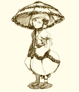 Rating: Safe Score: 0 Tags: 1girl blush dress frills full_body holding holding_umbrella image kanaria monochrome parasol sepia simple_background solo standing striped striped_legwear umbrella vertical_stripes User: admin