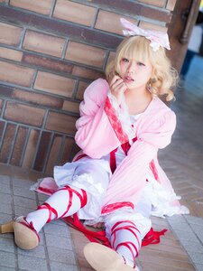 Rating: Safe Score: 0 Tags: 1girl ballet_slippers blonde_hair blue_eyes brick_wall earrings hinaichigo jewelry lips photo ribbon sitting solo wooden_floor User: admin