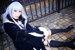 Rating: Safe Score: 0 Tags: 1girl black_legwear blurry chain-link_fence depth_of_field dress fence fishnet_legwear fishnets gothic_lolita hairband lips lolita_fashion long_hair photo red_eyes shoes solo suigintou thighhighs tile_floor tiles white_hair zettai_ryouiki User: admin