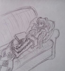 Rating: Safe Score: 0 Tags: 1girl breasts dress elbow_gloves greyscale image kirakishou long_hair monochrome sketch solo traditional_media wings User: admin